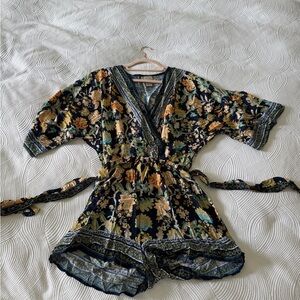 Flying Tomato Blue and Gold Patterned Romper